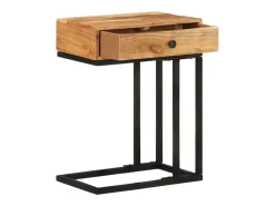 Mesa auxiliar forma de U madera maciza de acacia 45x30x61 cm