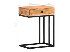 Mesa auxiliar forma de U madera maciza de acacia 45x30x61 cm