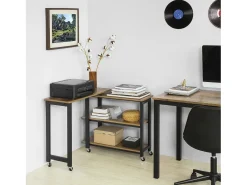 Mesa Auxiliar Giratoria Mesa de Ordenador en Forma de L Escritorio de Esquina en Estilo Industrial 133 x 69 x 30 cm FWT83-PF SoBuy ES