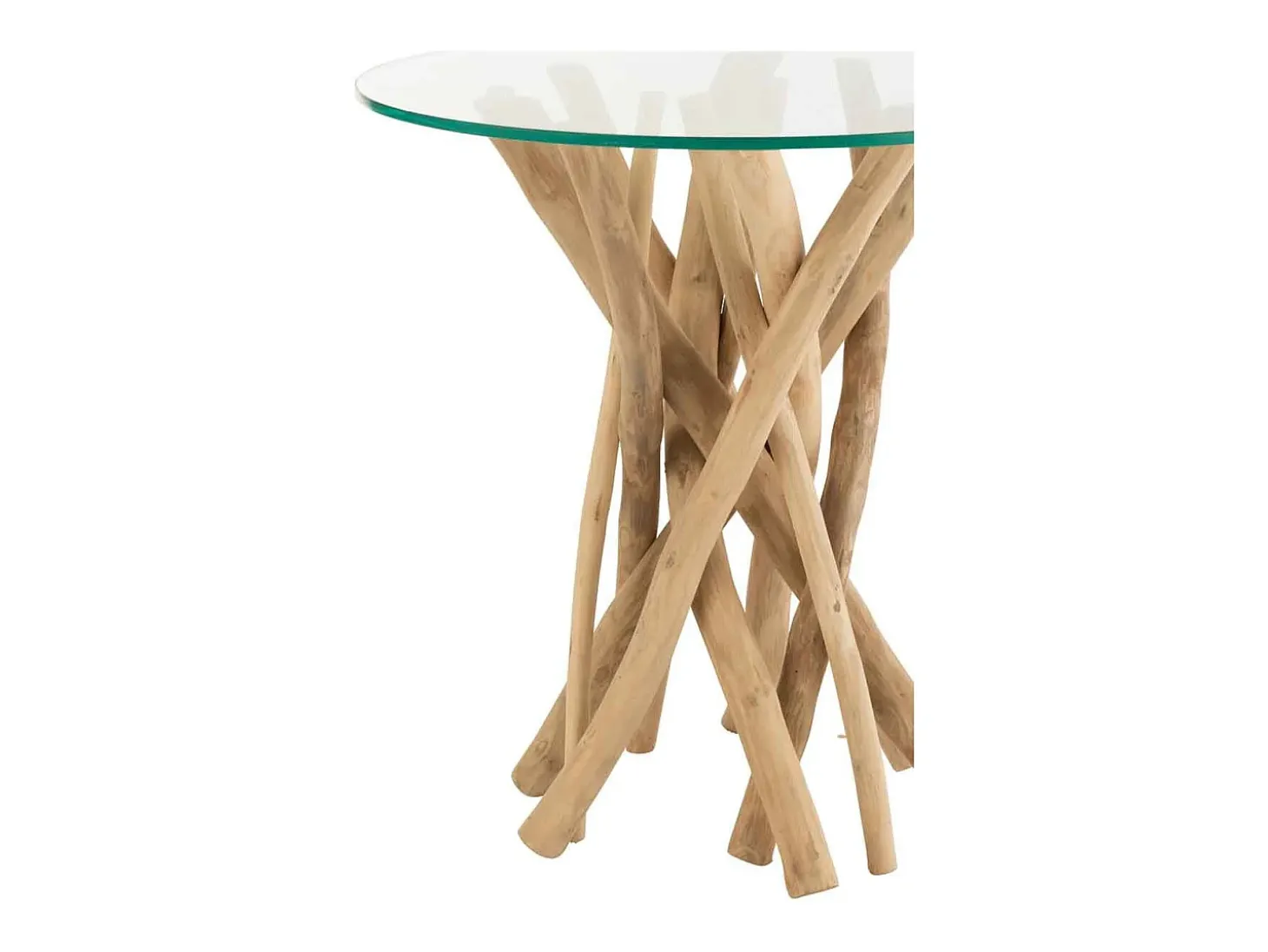 Mesa auxiliar Gulli de ramas de teca natural D 50 cm