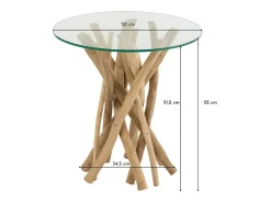 Mesa auxiliar Gulli de ramas de teca natural D 50 cm