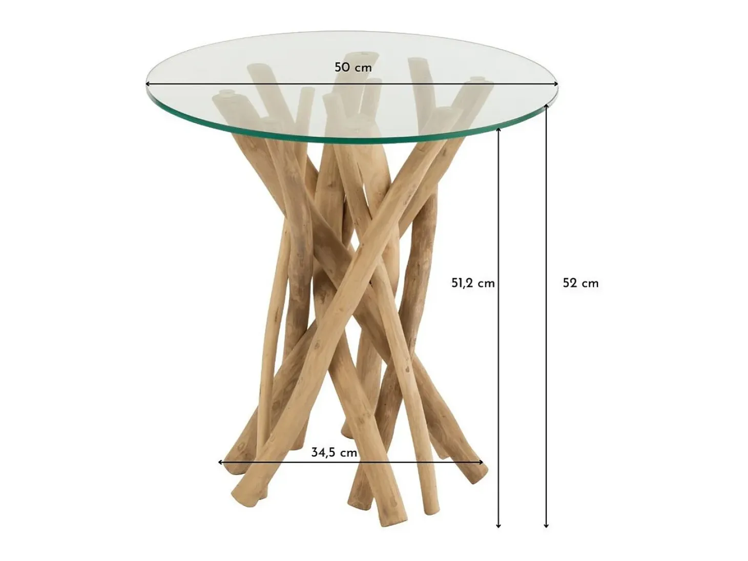 Mesa auxiliar Gulli de ramas de teca natural D 50 cm