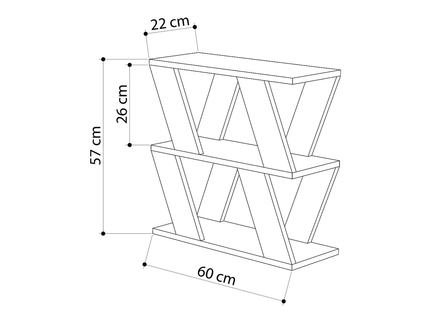 Mesa auxiliar Kailua 1377, Antracita, 57x22x60cm, Aglomerado laminado, Angular