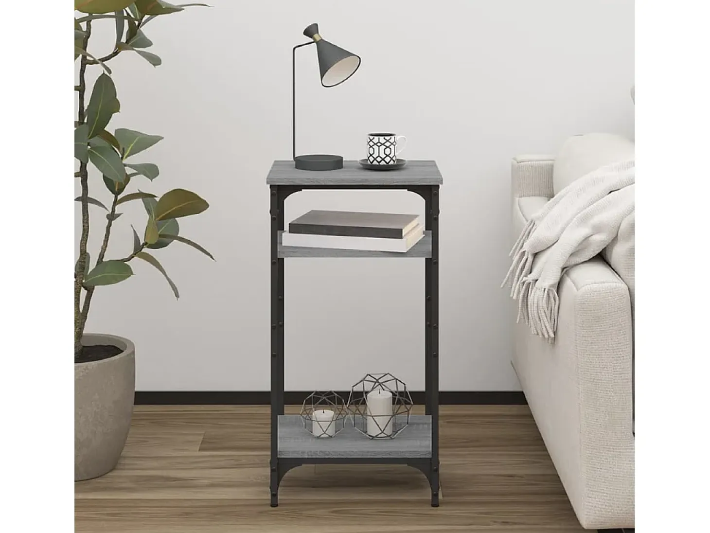 Mesa auxiliar madera contrachapada gris Sonoma 40x30x75 cm