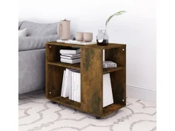 Mesa auxiliar madera contrachapada roble ahumado 70x35x55 cm