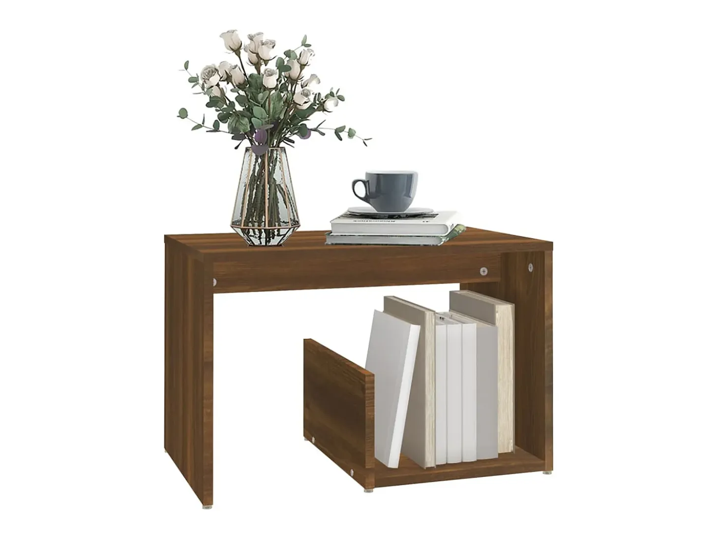 Mesa auxiliar madera contrachapada roble marrón 59x36x38 cm