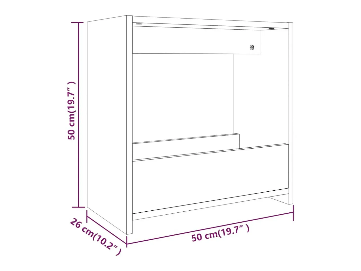 Mesa auxiliar madera contrachapada roble ahumado 50x26x50 cm