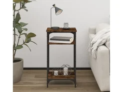 Mesa auxiliar madera contrachapada roble ahumado 40x30x75 cm