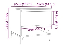 Mesa auxiliar madera contrachapada roble marrón 50x46x50 cm