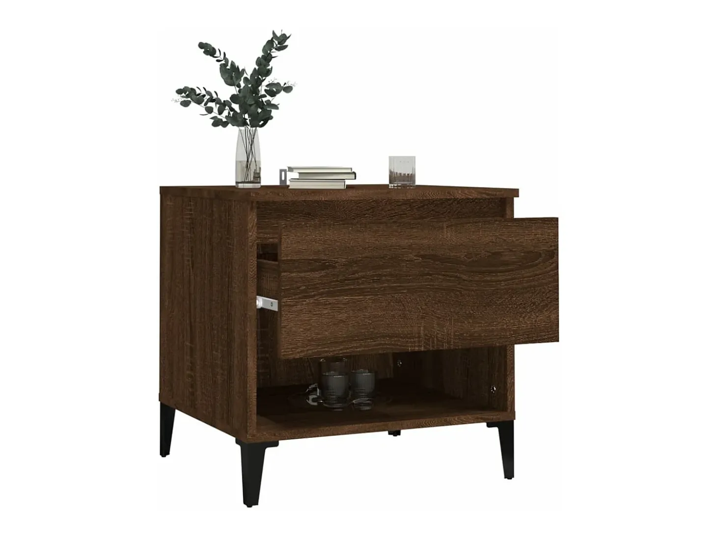 Mesa auxiliar madera contrachapada roble marrón 50x46x50 cm