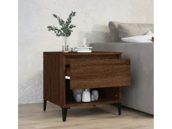 Mesa auxiliar madera contrachapada roble marrón 50x46x50 cm