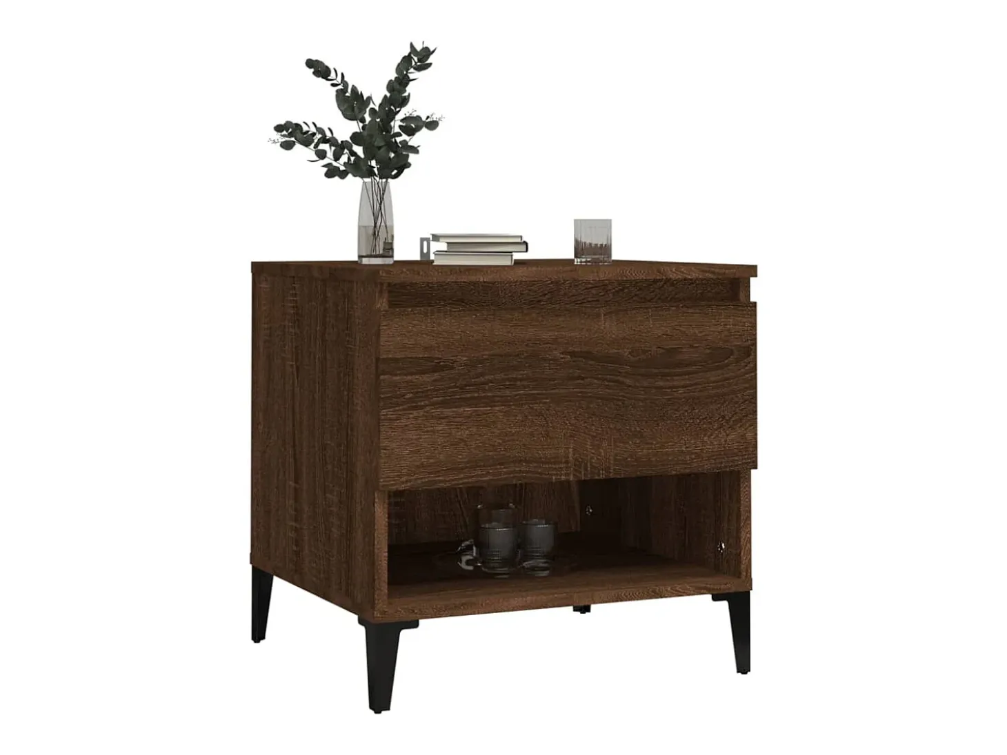 Mesa auxiliar madera contrachapada roble marrón 50x46x50 cm