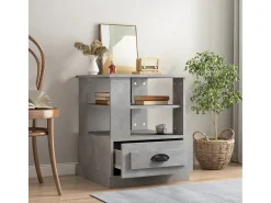 Mesa auxiliar madera contrachapada gris hormigón 50x50x60 cm