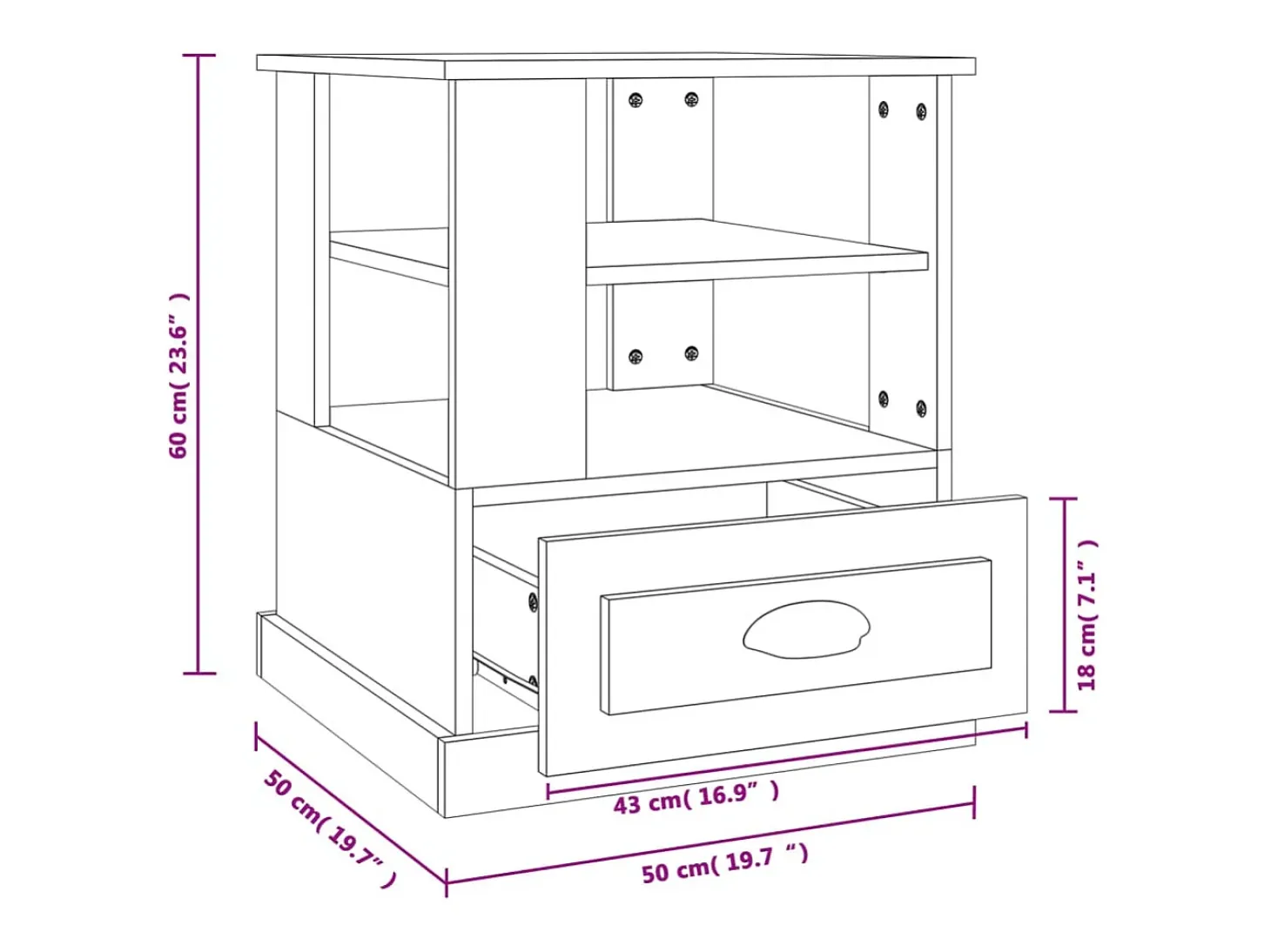 Mesa auxiliar madera contrachapada gris hormigón 50x50x60 cm