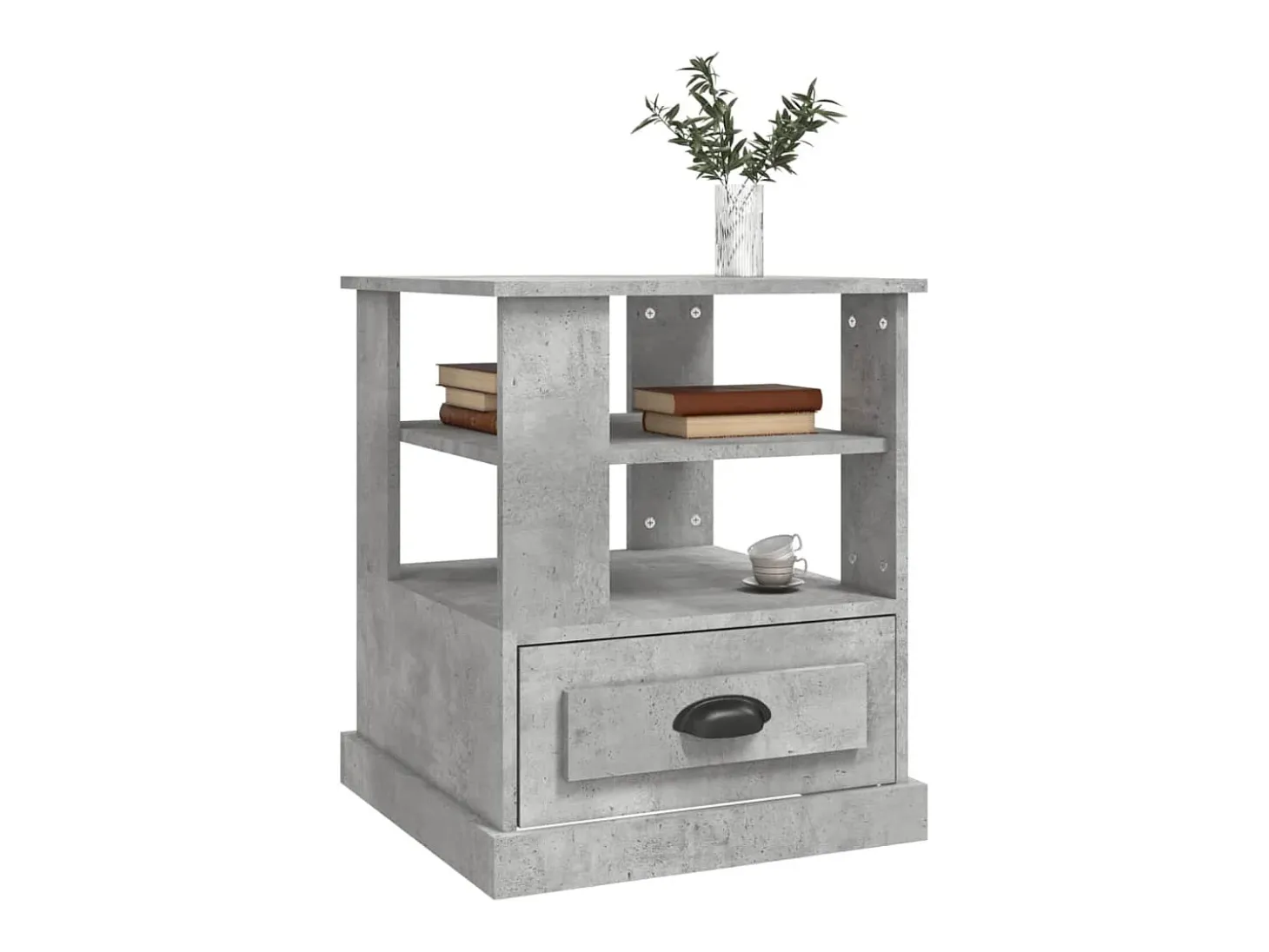 Mesa auxiliar madera contrachapada gris hormigón 50x50x60 cm