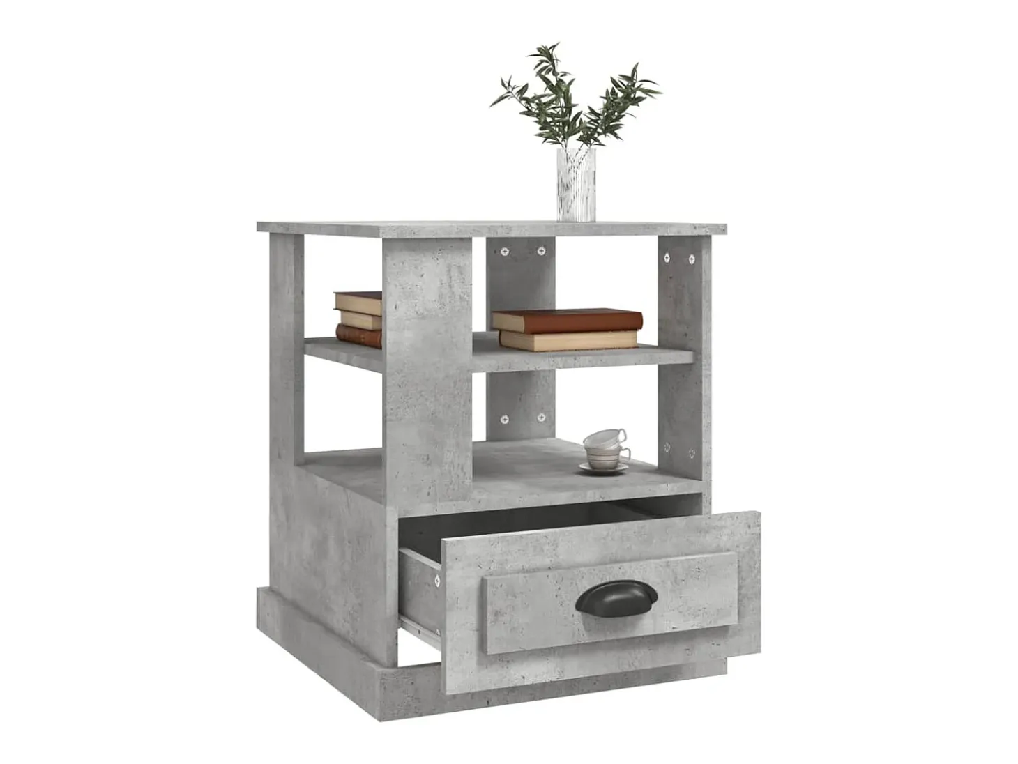 Mesa auxiliar madera contrachapada gris hormigón 50x50x60 cm