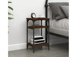 Mesa auxiliar madera contrachapada roble marrón 35x30x60 cm