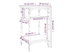 Mesa auxiliar madera contrachapada roble marrón 35x30x60 cm