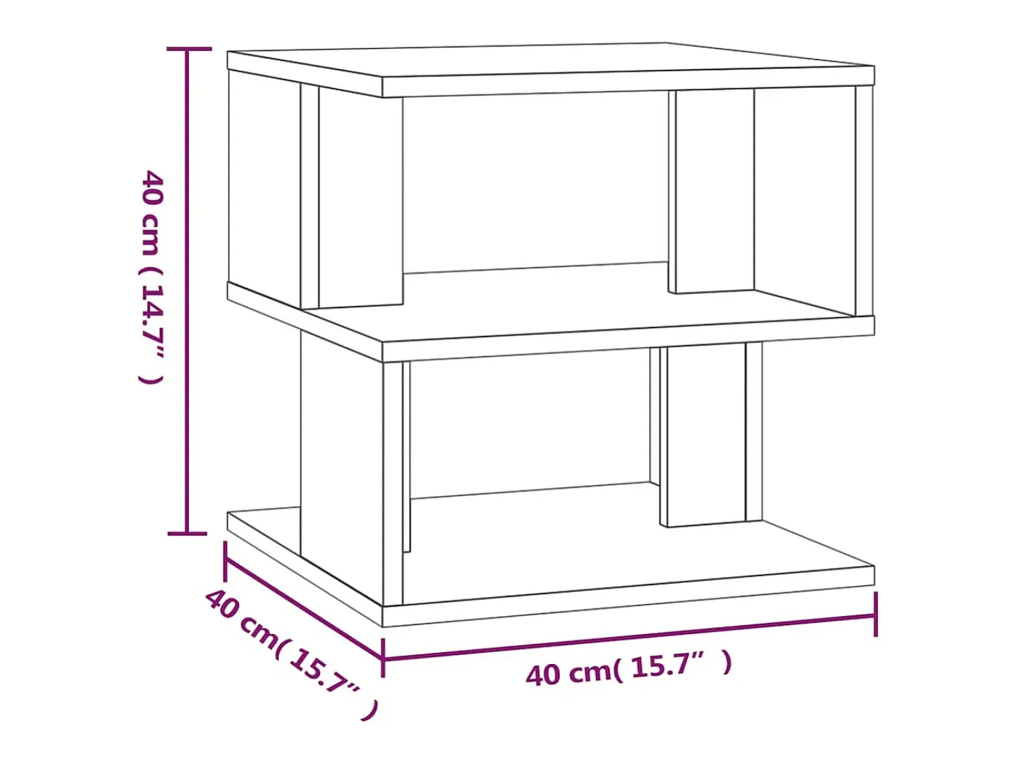 Mesa auxiliar madera contrachapada roble ahumado 40x40x40 cm
