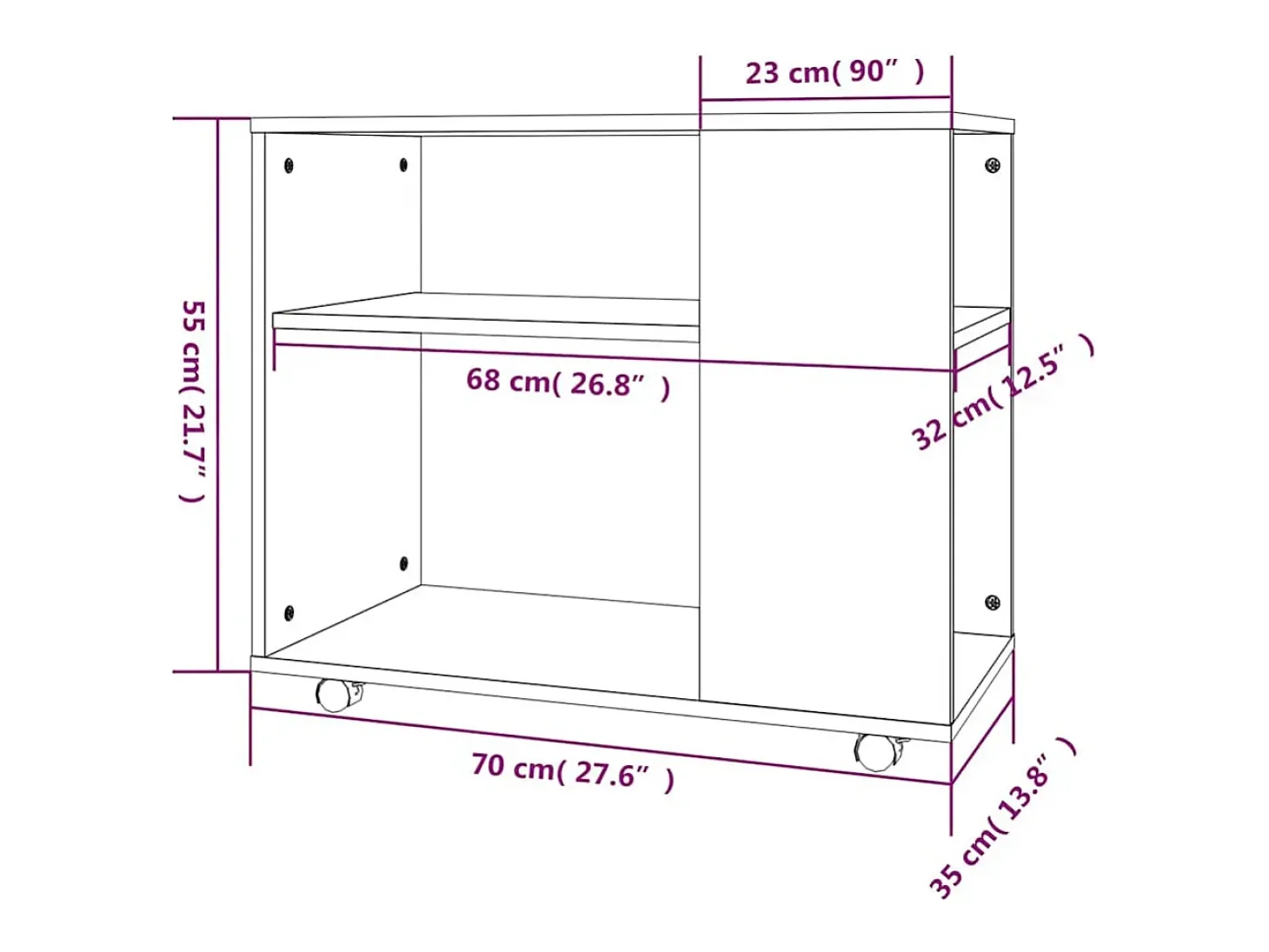 Mesa auxiliar madera contrachapada gris Sonoma 70x35x55 cm