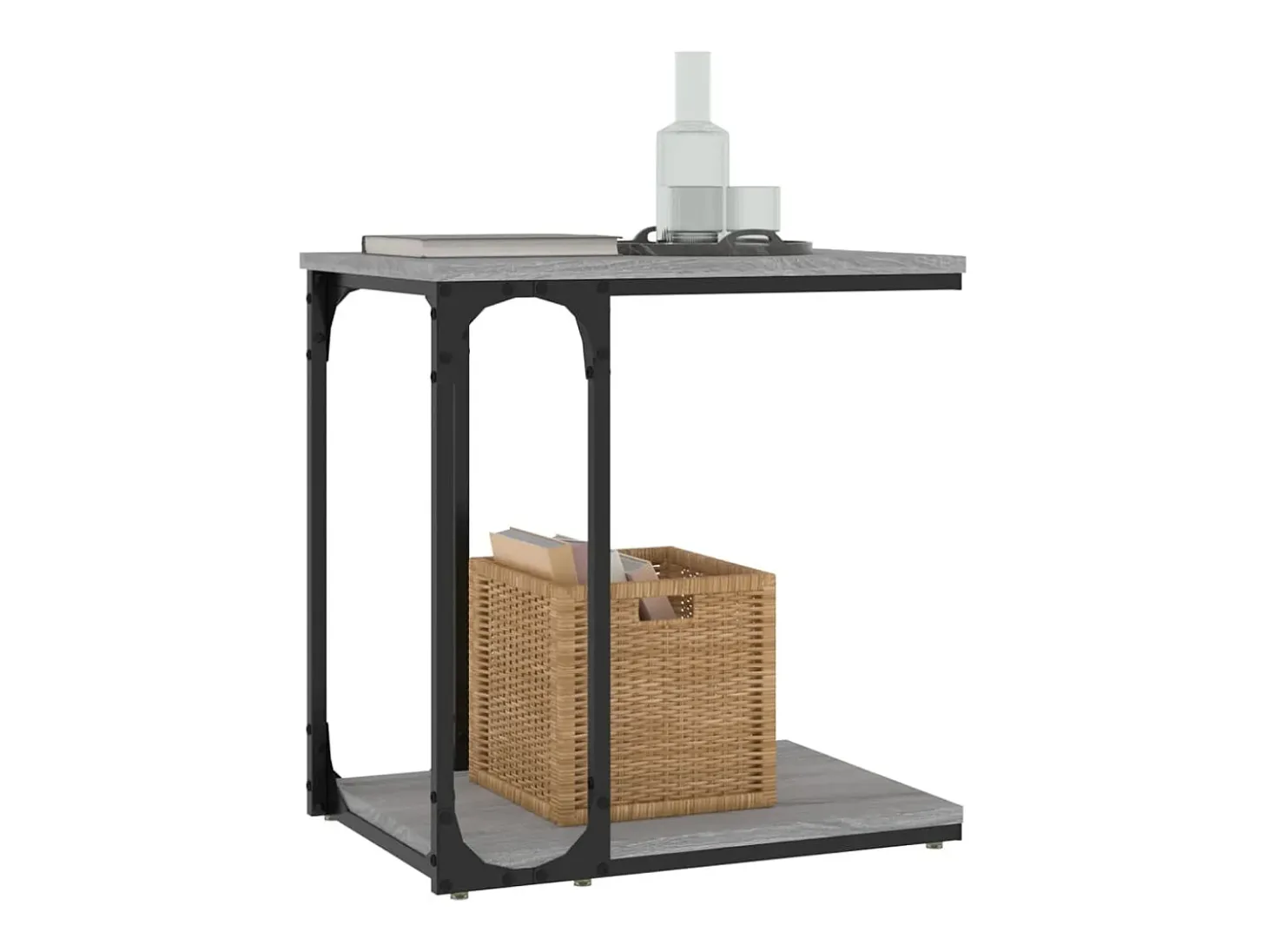 Mesa auxiliar madera contrachapada gris Sonoma 50x35x52 cm
