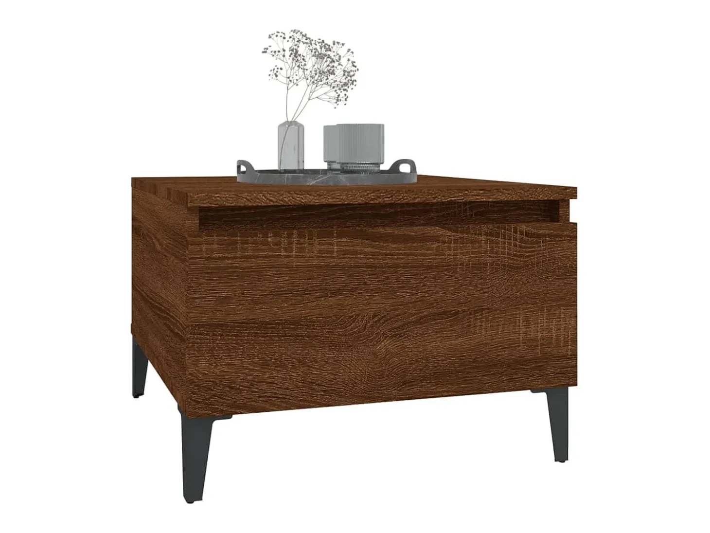 Mesa auxiliar madera contrachapada roble marrón 50x46x35 cm