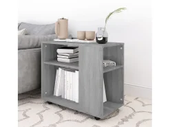Mesa auxiliar madera contrachapada gris Sonoma 70x35x55 cm