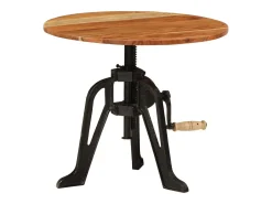 Mesa auxiliar madera de acacia y hierro fundido 60x(42-62) cm