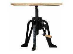 Mesa auxiliar madera de mango y hierro fundido 60x(46-63) cm