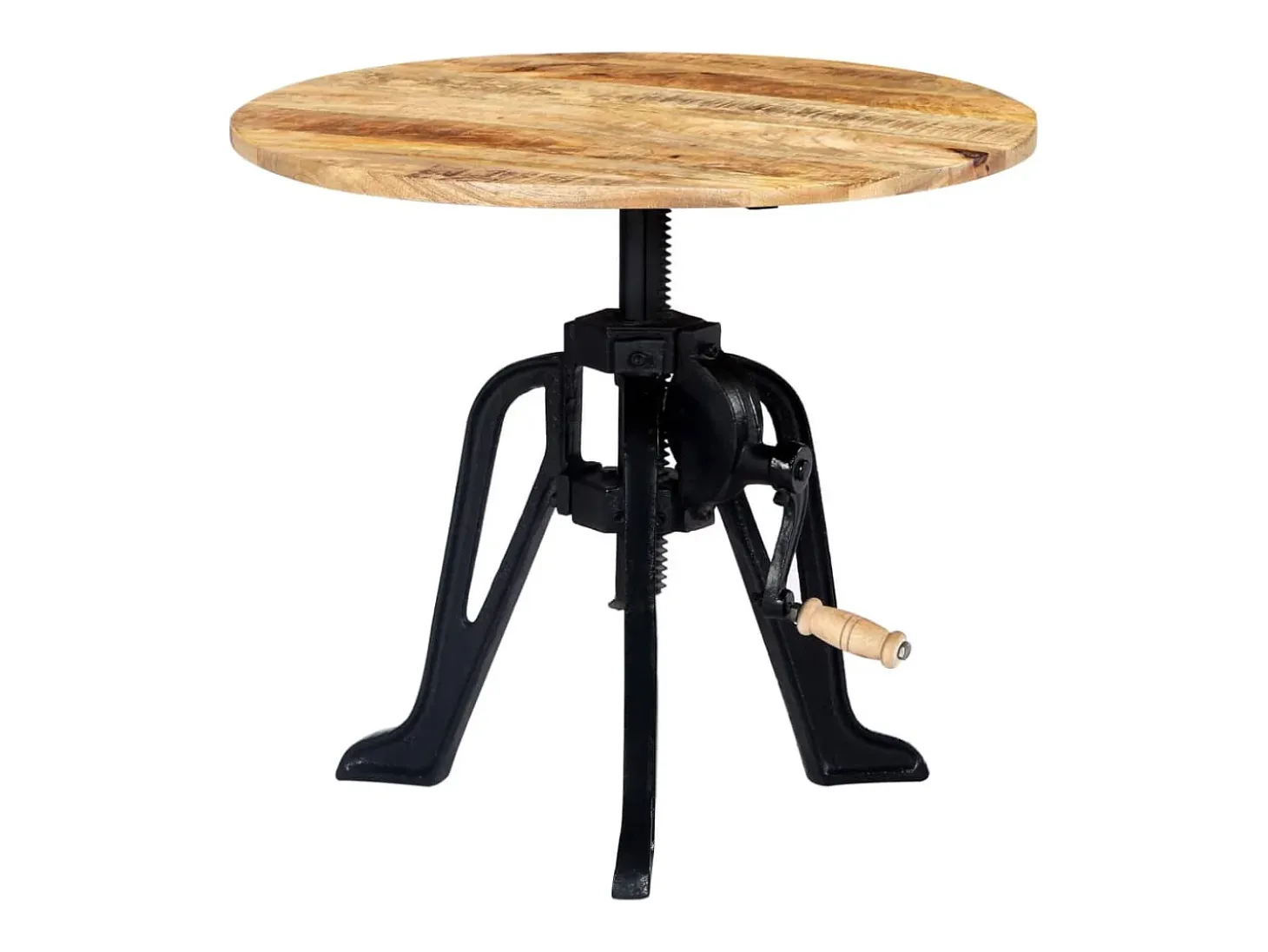 Mesa auxiliar madera de mango y hierro fundido 60x(46-63) cm