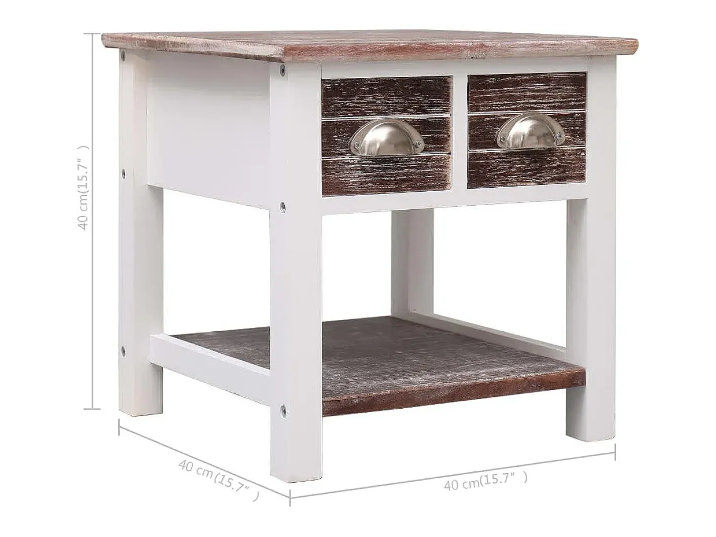 Mesa auxiliar madera de Paulownia marrón 40x40x40 cm