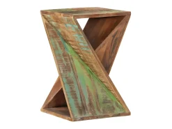 Mesa auxiliar madera maciza reciclada 35x35x55 cm