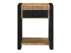 Mesa auxiliar madera maciza de mango rugosa 40x40x50 cm