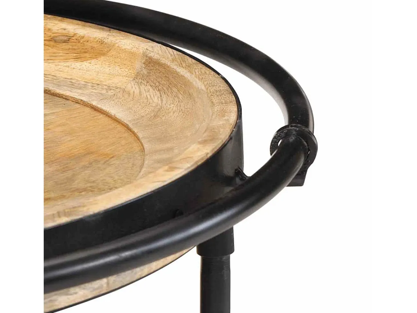Mesa auxiliar madera maciza de mango Ø55x60 cm
