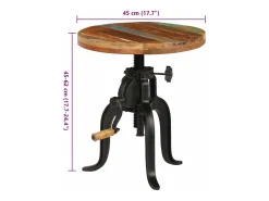 Mesa auxiliar madera reciclada y hierro fundido 45x(45-62) cm