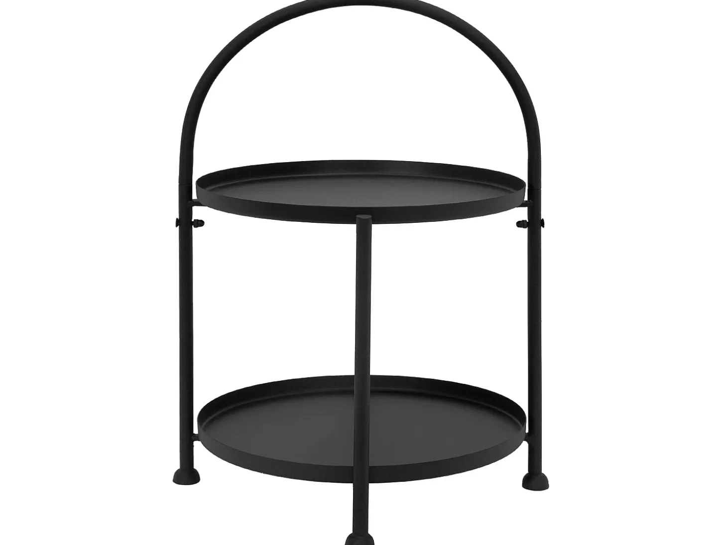 Mesa Auxiliar Mesa de Centro Mesa de Sofá 2 Niveles Metal Negro Redonda Ø 30 cm