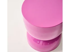 Mesa auxiliar, mesa lateral de sofá, mesita metálica efecto brillante