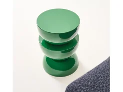 Mesa auxiliar, mesita metal efecto glassy verde oscuro