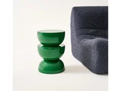 Mesa auxiliar, mesita metal efecto glassy verde oscuro