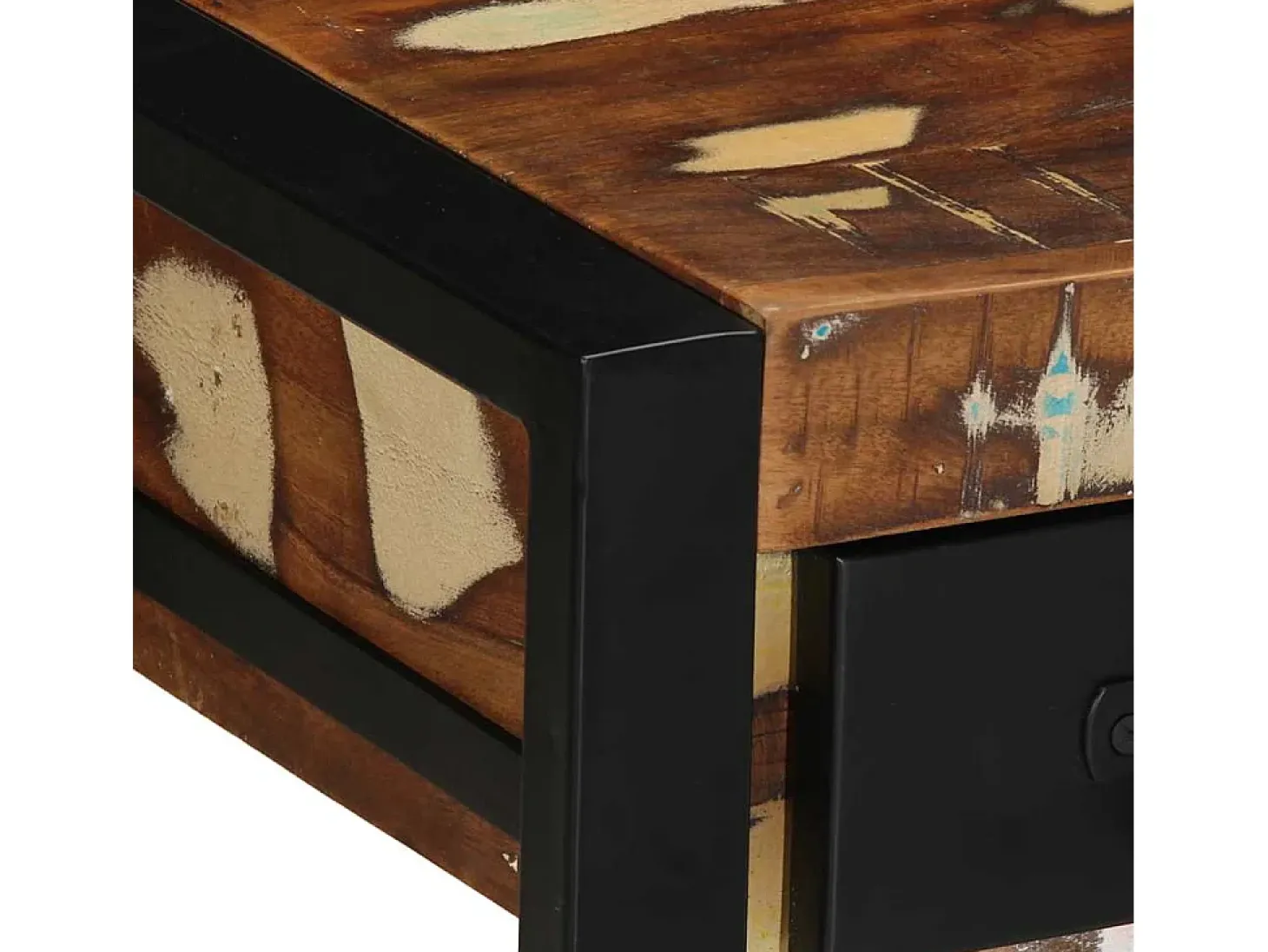 Mesa auxiliar multicolor 35x35x50 cm madera maciza reciclada