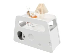Mesa auxiliar móvil con estantes de almacenaje, aparador - 81x33x51,5 cm - MDF - Blanco