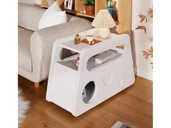 Mesa auxiliar móvil con estantes de almacenaje, aparador - 81x33x51,5 cm - MDF - Blanco
