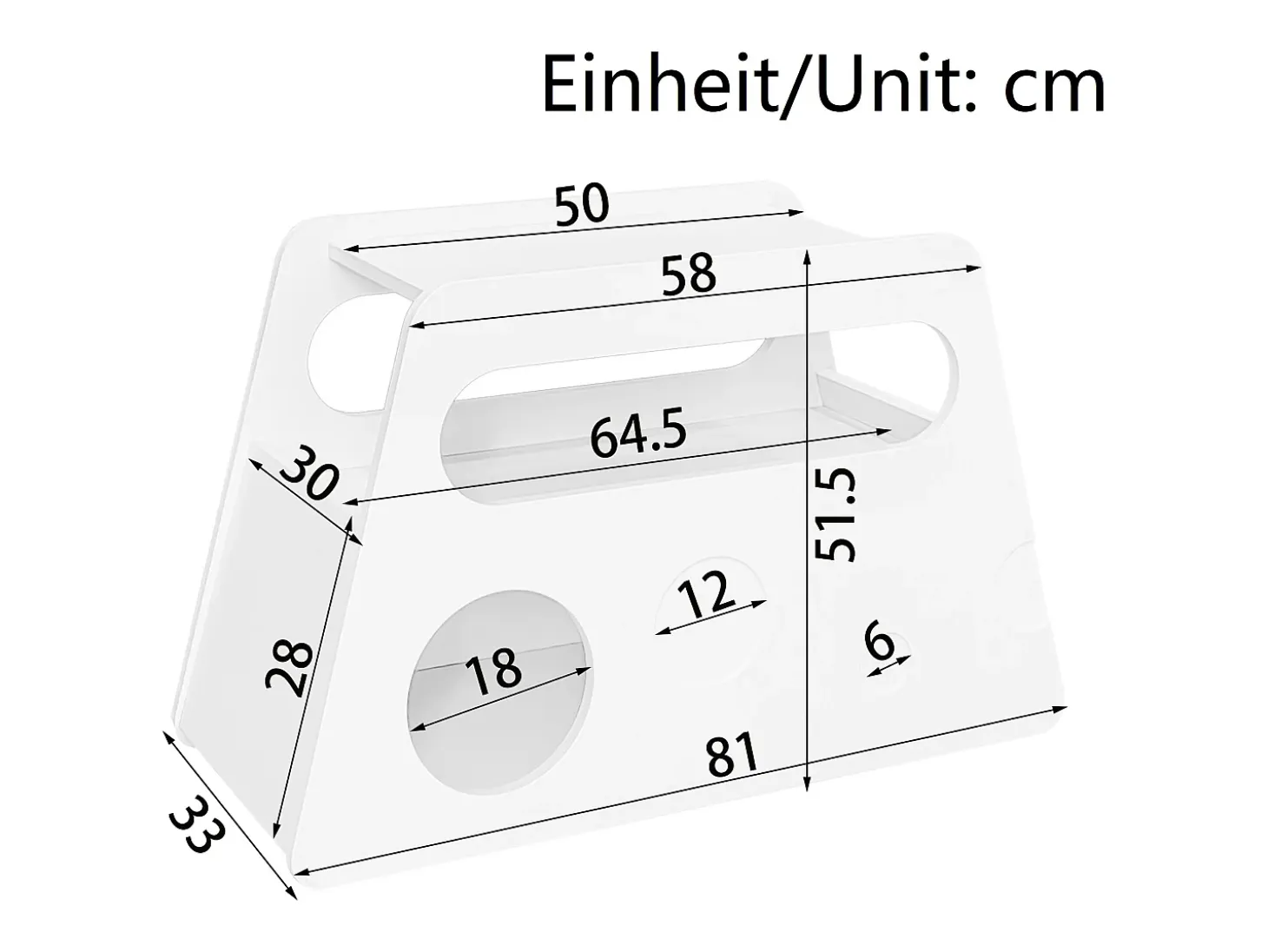 Mesa auxiliar móvil con estantes de almacenaje, aparador - 81x33x51,5 cm - MDF - Blanco