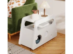 Mesa auxiliar móvil con estantes de almacenaje, aparador - 81x33x51,5 cm - MDF - Blanco