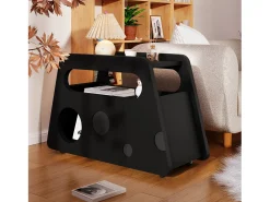 Mesa auxiliar móvil con estantes de almacenaje, aparador - 81x33x51,5 cm - MDF - Negro