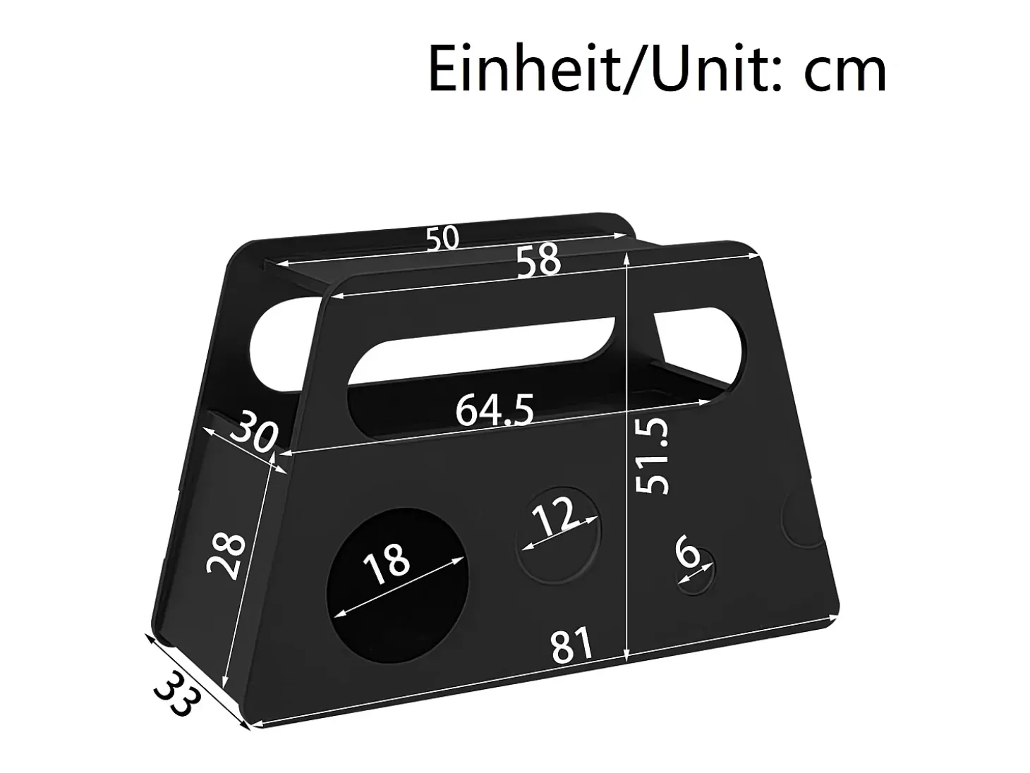 Mesa auxiliar móvil con estantes de almacenaje, aparador - 81x33x51,5 cm - MDF - Negro