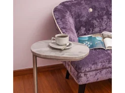 Mesa auxiliar ovalada de mármol gris