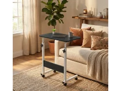 Mesa auxiliar para el sofá o la cama 60x40 cm con ruedas Cozee - Negro - Blanco