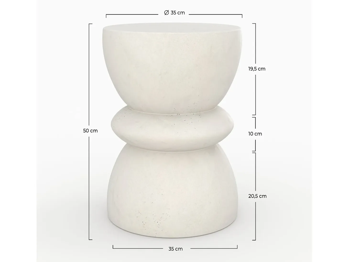 Mesa auxiliar redonda blanca en fibra de arcilla efecto cemento D35 cm - Maupiti