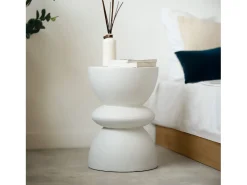 Mesa auxiliar redonda blanca en fibra de arcilla efecto cemento D35 cm - Maupiti